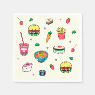 Servilleta De Papel Patrón de comida colorida y suave en blanco