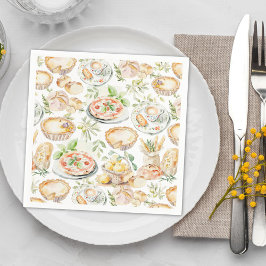 Servilleta De Papel Patrón de comida mediterránea acuarela