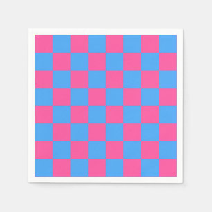 Servilleta De Papel Patrón de comprobación azul rosa