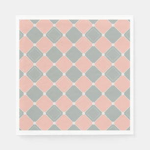 Servilleta De Papel Patrón de comprobación de diamantes rosa y gris