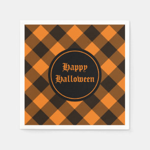 Servilleta De Papel Patrón de comprobación de Gingham del Naranja Negr