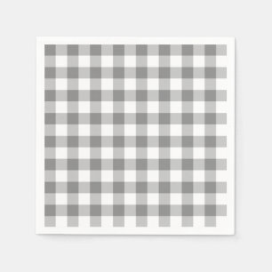 Servilleta De Papel Patrón De Comprobación De Gingham Gris Y Blanco