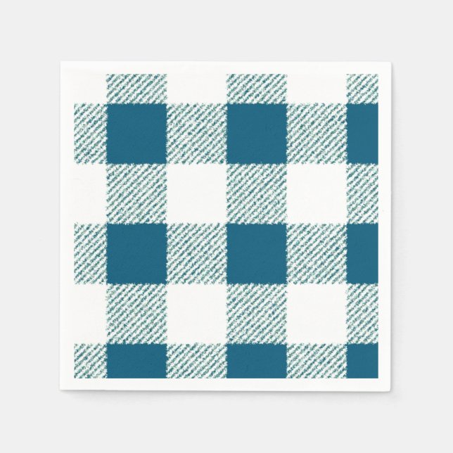 Servilleta De Papel Patrón de comprobación de Gingham verde azul (Anverso)