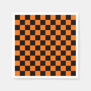 Servilleta De Papel Patrón de comprobación de negro naranja
