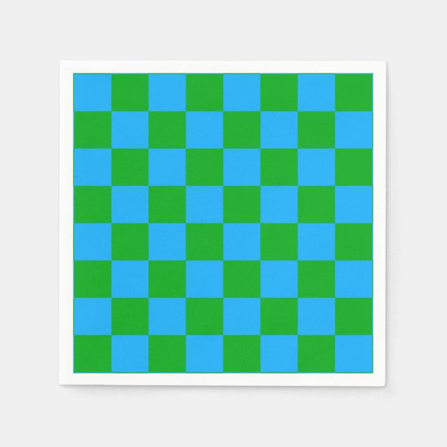 Servilleta De Papel Patrón de comprobación verde azul (Anverso)