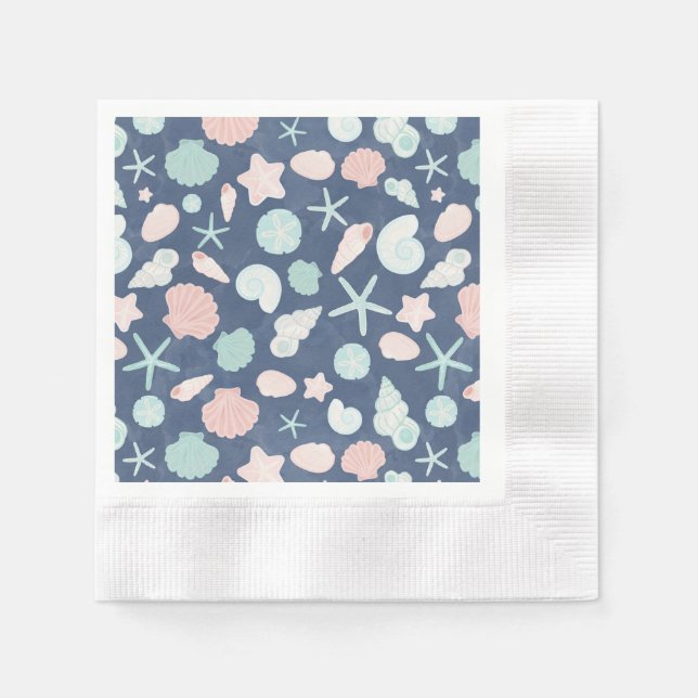 Servilleta De Papel patrón de conchas marinas (Anverso)