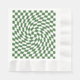 Servilleta De Papel Patrón de contraste de color verde oliva y blanco