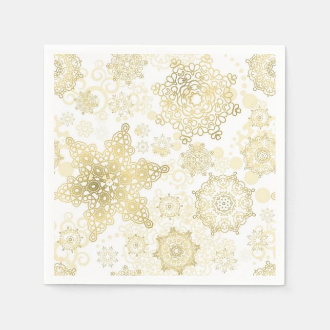 Servilleta De Papel Patrón de copo de nieve (Anverso)