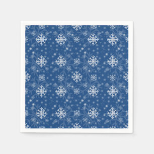 Servilleta De Papel Patrón de copo de nieve de invierno sobre fondo az