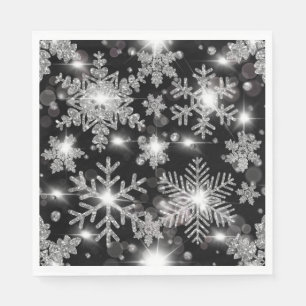 Servilleta De Papel Patrón de copo de nieve festivo de plata Purpurino