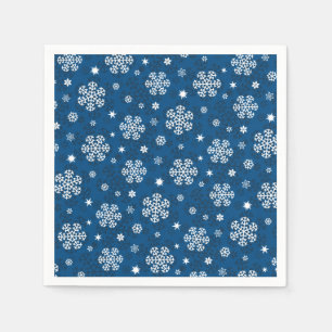 Servilleta De Papel Patrón de copos de nieve en azul
