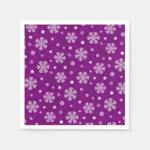 Servilleta De Papel Patrón de copos de nieve en las servilletas morada