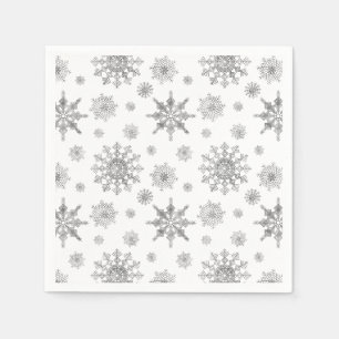 Servilleta De Papel Patrón de copos de nieve grises plateados