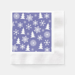 Servilleta De Papel Patrón de copos de nieve y pinos