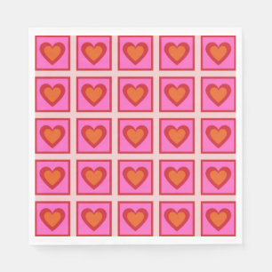 Servilleta De Papel Patrón de corazón a cuadros vintage retro rosa Y2K