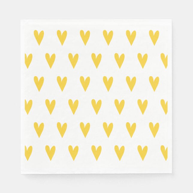 Servilleta De Papel Patrón de corazón amarillo (Anverso)