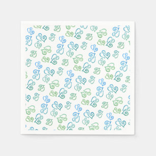 Servilleta De Papel Patrón de corazón azul verde vinculado sobre Fiest