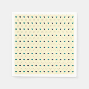 Servilleta De Papel Patrón de corazón azul y verde acuático sobre fond