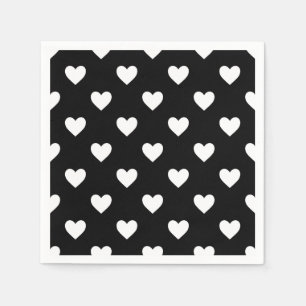 Servilleta De Papel Patrón de corazón blanco y negro