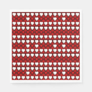 Servilleta De Papel Patrón de corazón rojo y blanco