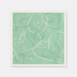 Servilleta De Papel Patrón de corazón verde de la mimbre