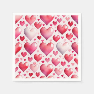 Servilleta De Papel Patrón de corazones acuarela