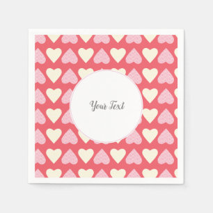 Servilleta De Papel Patrón de Corazones Beige Rosa Día de San Valentín