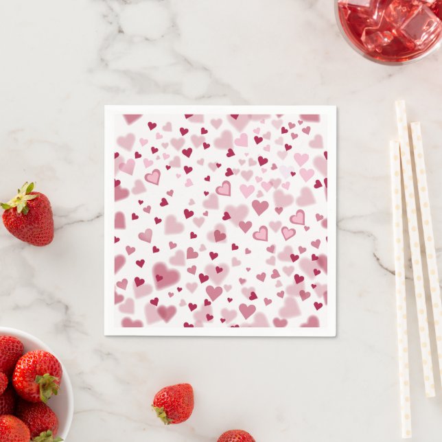 Servilleta De Papel Patrón de Corazones Encantadores Rosados (In situ)