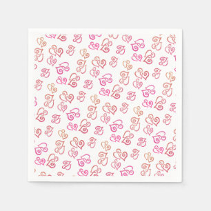 Servilleta De Papel Patrón de Corazones Naranjas Rosados Vinculados So