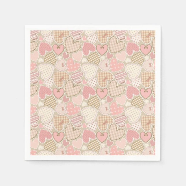 Servilleta De Papel Patrón de corazones románticos (Anverso)