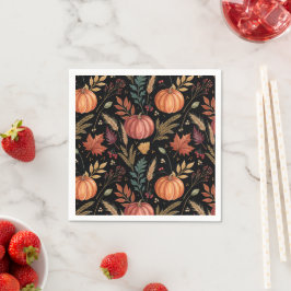 Servilleta De Papel Patrón de cosecha de otoño de acuarela