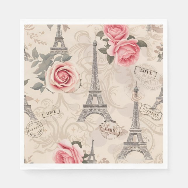 Servilleta De Papel Patrón de cosecha de París Francia (Anverso)