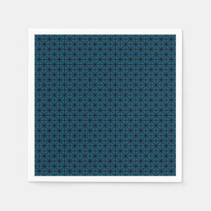 Servilleta De Papel Patrón de cuadrados azul y negro oceánico