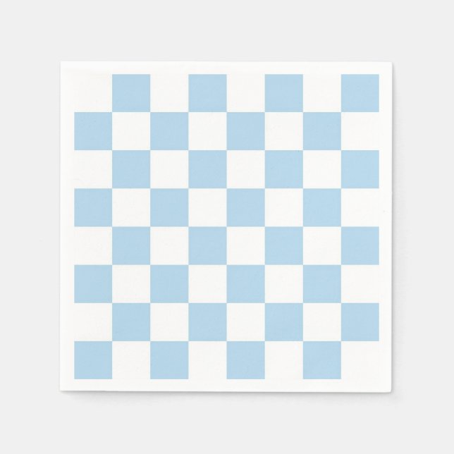 Servilleta De Papel Patrón de cuadros azul claro y blanco (Anverso)