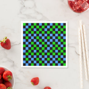 Servilleta De Papel Patrón de cuadros azules, verdes y negros