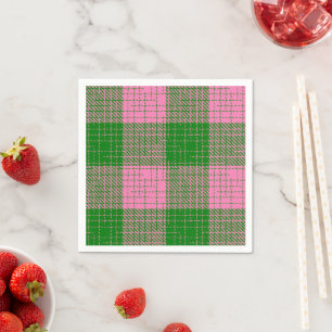 Servilleta De Papel Patrón de cuadros cruzados rosa y verde