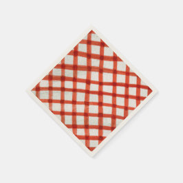 Servilleta De Papel Patrón de cuadros de gingham de acuarela roja pint