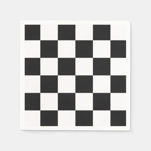Servilleta De Papel Patrón de cuadros negro y blanco sofisticado (Anverso)