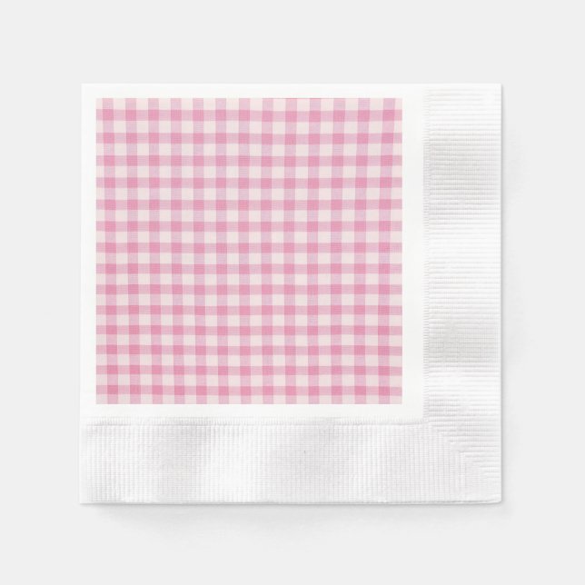 Servilleta De Papel Patrón de cuadros rosa bebé (Anverso)