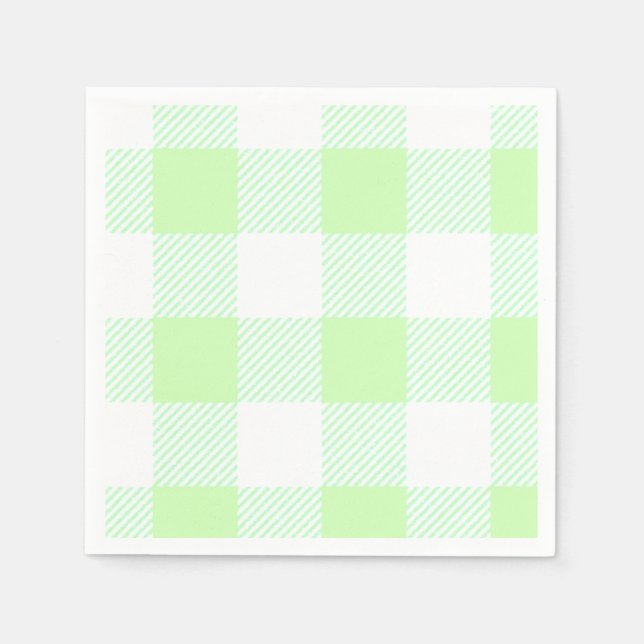 Servilleta De Papel Patrón de Cuadros Verde Claro Gingham (Anverso)