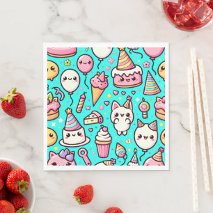 Servilleta De Papel Patrón de cumpleaños Kawaii
