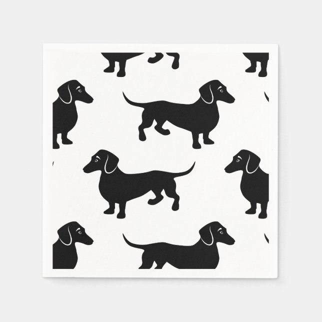 Servilleta De Papel Patrón de Dachshund negro (Anverso)