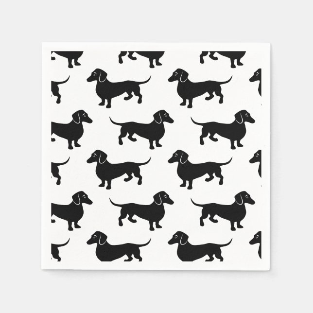Servilleta De Papel Patrón de Dachshund negro lindo (Anverso)