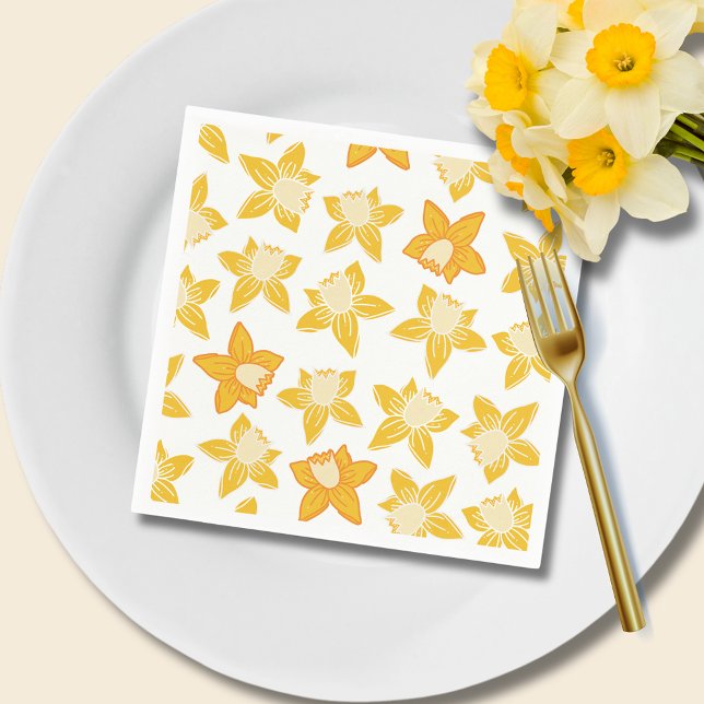 Servilleta De Papel Patrón de Daffodil de primavera (Daffodil spring floral paper napkins)