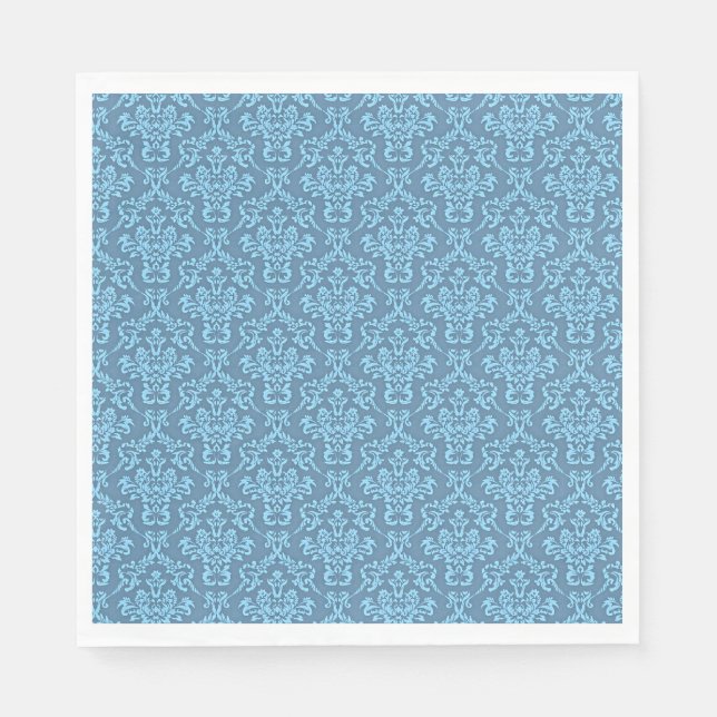 Servilleta De Papel Patrón de damasco azul (Anverso)