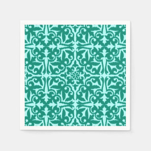 Servilleta De Papel Patrón de damasco de Ikat - Turquesa y Aqua