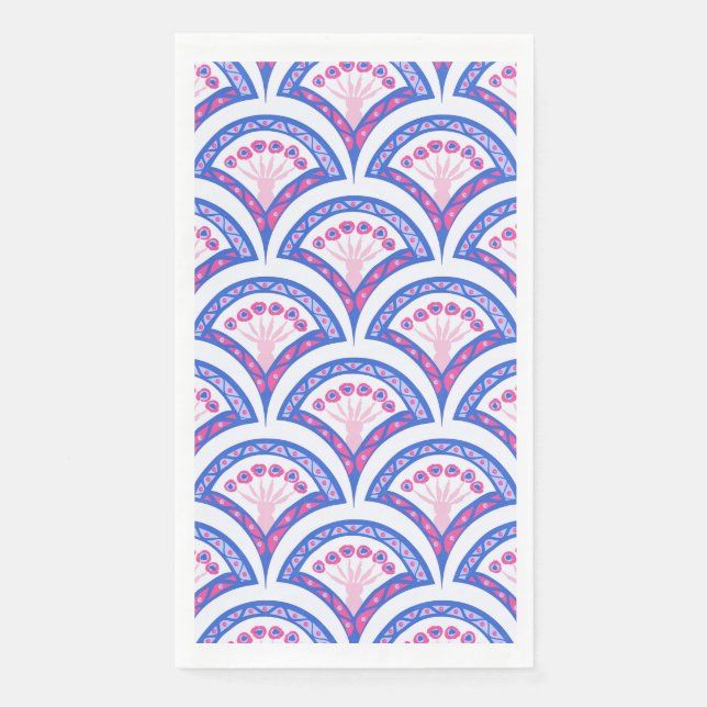 Servilleta De Papel patrón de damasco floral azul (Anverso)