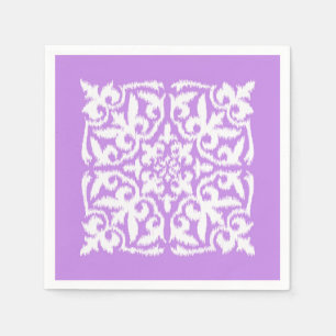 Servilleta De Papel Patrón de damasco ikat - lavanda y blanco