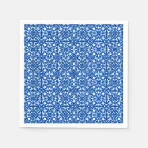 Servilleta De Papel Patrón de Damasco medieval, azul cobalto