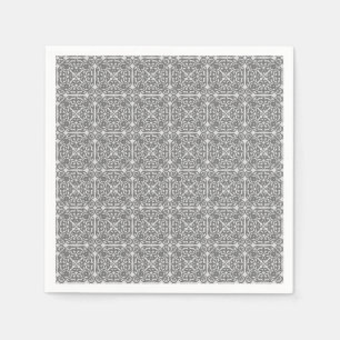 Servilleta De Papel patrón de Damasco medieval, gris plateado